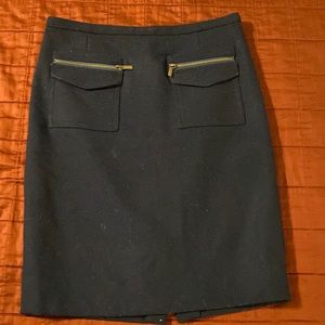 J Crew ✏️ Pencil Skirt: Navy Wool - Size 6